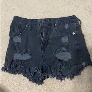 black jean shorts